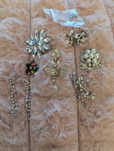 Vintage To New Rhinestone Jewelry, Costume Jewelry, 10 Pcs, #10