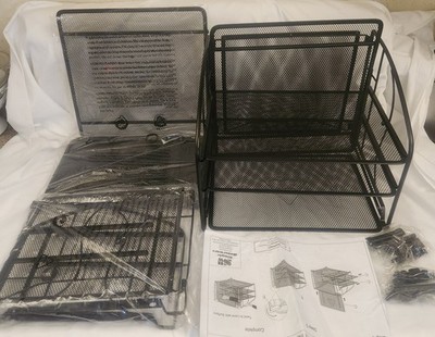 SimpleHouseware Desk Organizer 3 Tray with Hanging File Holder Organizer (2) NEW