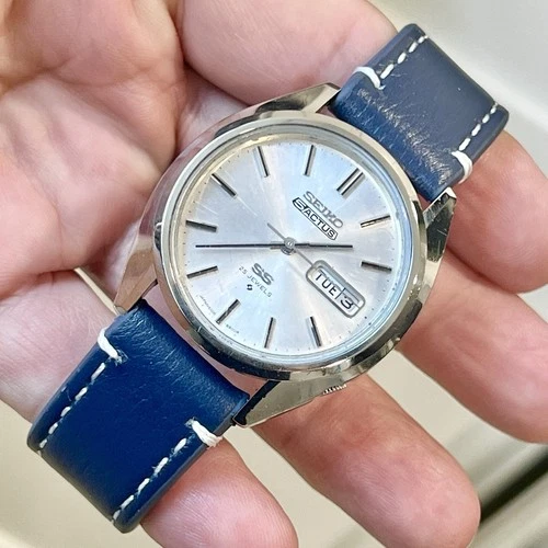 Vintage Seiko 5 Actus SS 25 Jewels 6106 Automatic Day Date Silver Dial RUNS!