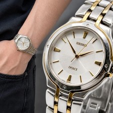 Seiko DOLCE 8J41-6150 Men's Watch Quartz Silver Gold Combination