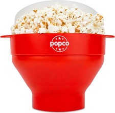 POPCO Microwave Popcorn Bowl - Silicone Snack Popcorn Popper with Handles.