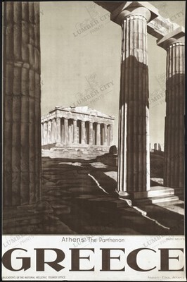 Greece Parthenon Athens 1935 Vintage Travel Poster by Nelly's Wall Art