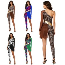 Womens Bodysuit Performance Leotard Carnivals Jumpsuit Stage Cosplay Rave Mesh