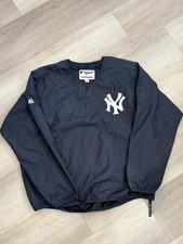 Majestic NY Yankees Dugout Pullover Jacket L MLB Authentic BP Navy Blue