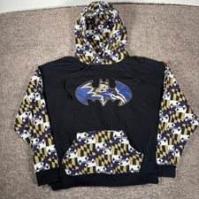 Baltimore Ravens Batman Maryland Flag Hoodie Mens XL Black Purple Gold Graphic