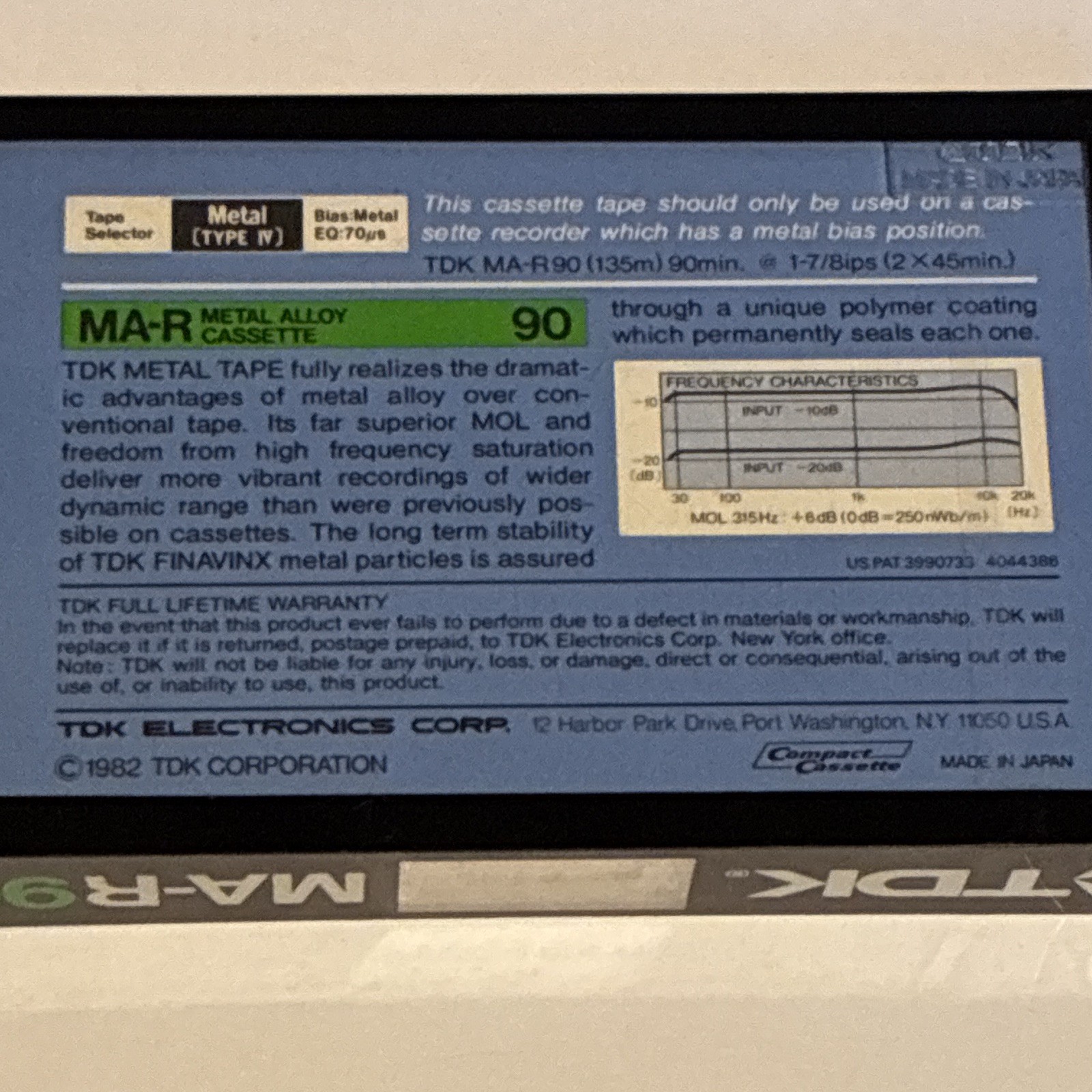 VINTAGE TDK MA-R90 METAL POSITION TYPE IV AUDIO CASSETTE TAPE NEW ...