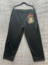 Y2k Ed Hardy Christian Audigier Embroidered Sport Sweatpants Black Mens Size XL