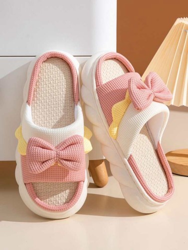 New Thick-Soled Cute Girls' Linen Slippers For Women, Four Seasons Anti-Skid - Picture 4 of 14