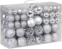 100Tlg Christbaumschmuck Weihnachtskugeln Kugel Silber Weihnachtsdeko Tannenbaum