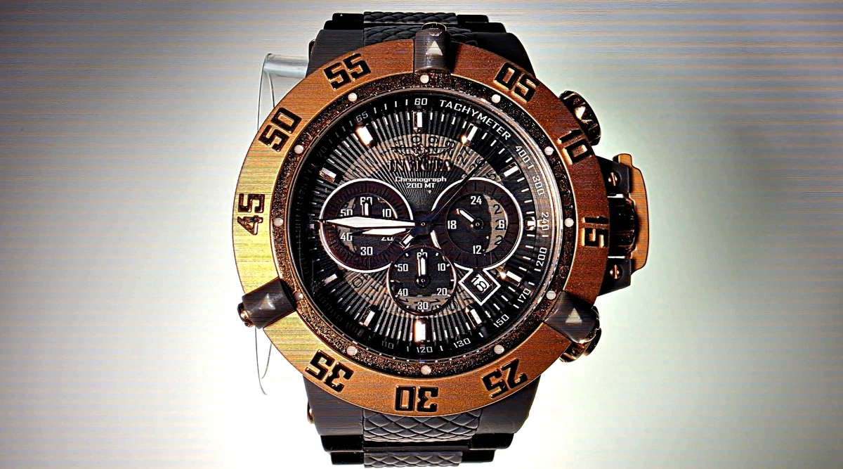 #W031 Invicta Subaqua 28238 Japanese Quartz Chronograph 52mm Wood Bezel Watch Invicta Subaqua Rubber Band Luxury Wristwatches for sale | eBay main image 4