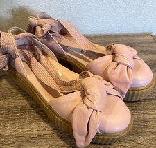 Fenty Puma X Rihanna Bow Creeper Sandals Pink Leather Size 8.5 NWOB Platform