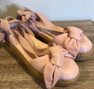 Fenty Puma X Rihanna Bow Creeper Sandals Pink Leather Size 8.5