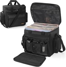 Vinyl Record Travel Carrying Bag with Divider - Durable Storage Case Fits 60 LPs
