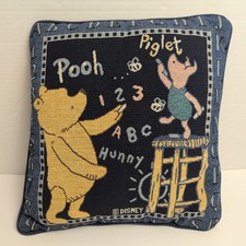 VTG Winnie The Pooh  Piglet Tapestry Style Throw 11"X12" Pillow Disney ABC 123
