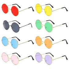 Disco Party Round Sunglasses Women Men Eyewear Metal Circle Glasses
