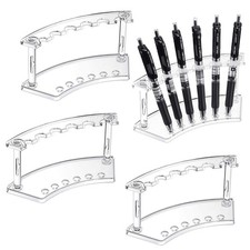 Clear Plastic Pen Holder Display Stand - 4 Pack, 6-Slot Organizer for Home Of...
