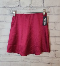 New Fuschia Pink Satin Mini Skirt XS