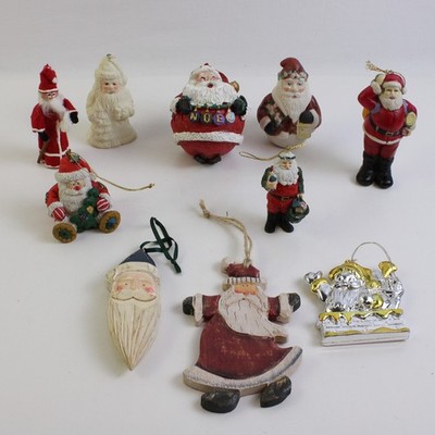 Mixed Lot of 10 Santa Claus Christmas Ornaments FLAWED