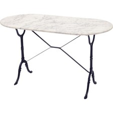 Bistrotisch Gastro Marmortisch Gusseisen Gartentisch Tafel 120 cm oval