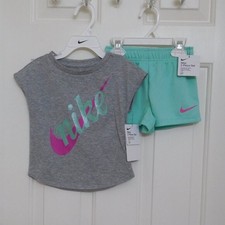 NWT 2pc Nike Gray Purple Mint Top  Mint Green Shorts Set sz 4 5 or 6