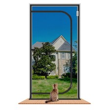 LAIJIANG Cat Screen Door with Zipper Fits Openings 49x85''