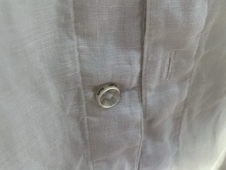 Camisa masculina manga longa RAFFI branca tamanho - L 100% linho punho padrão PEC - Imagem 4 de 4