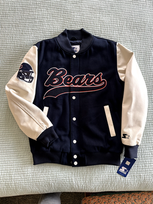 Chicago Bears Starter Leather Wool Varsity Jacket Men's Medium NWT