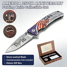 Pocket Knife 250th Anniversary Coin EDC Patriotic USA Collectible Keepsake
