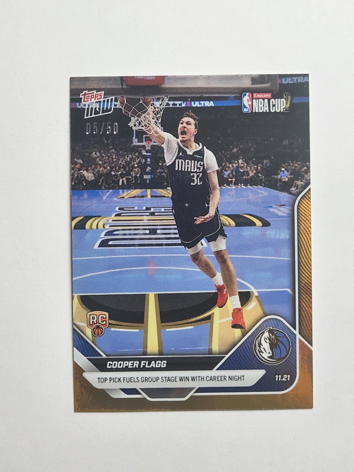 Cooper Flagg - 2025-26 Topps Now Gold Rookie 5 /50 Dallas Mavericks #60 SP
