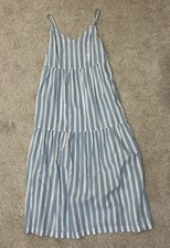 Old Navy Katherine Cami Tiered Midi Dress Blue White Stripe Women’s XS EUC!!