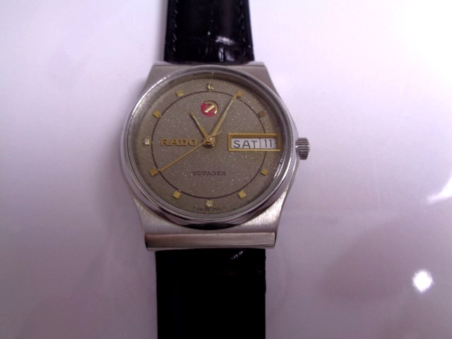 Day Boy Gray Size Automatic &amp; Date Leather Mens Voyager Rado Watch Dial - vintagewatches.pk