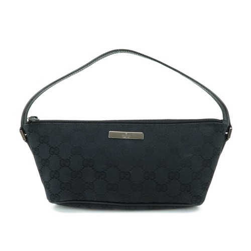 GUCCI Boat Bag GG Canvas Leather Accessory Pouch Hand Bag 07198 Auth Used F/S