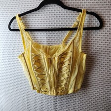 Victoria's Secret Dream Angels Yellow Lace Corset Top XL Adjustable Straps