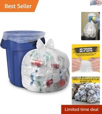 Made in USA 33 Gallon Heavy Duty Clear Trash Bags - 100 Count for Contractors