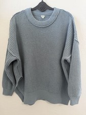 Aerie Oversized Knit Sweater Womens M Blue Crewneck Slouchy Cozy