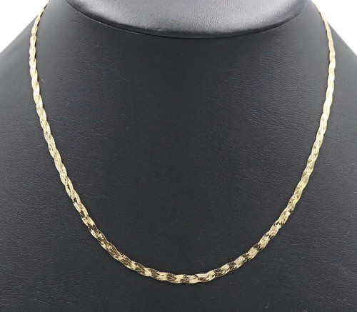 14KT Yellow Gold High Shine Braided Herringbone 18" - 3mm Estate Necklace - 3.9g