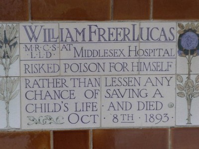 Photo A3 Memorial to William Freer Lucas in Postman's Park London Postma c2017