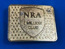 NRA National Riffle Association belt buckle - 2 million club membership gun shot