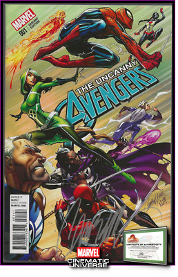 UNCANNY AVENGERS #1 (2015) J SCOTT CAMPBELL SIGNED 1:50 VARIANT COA DEADPOOL NM