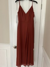 New Davids Bridal Bridesmaid Dress Dusty Orange Chiffon Size 8