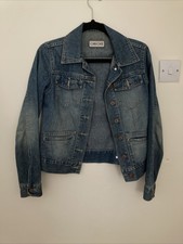 Blue Stone Washed Denim Jacket Size 8 By Cherokee