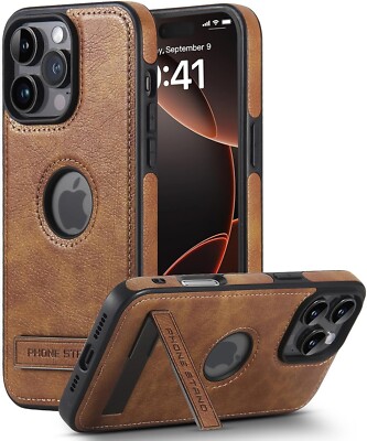 Case for iPhone 16 Pro Max with Shockproof Protective Leather Cover & Kickstand