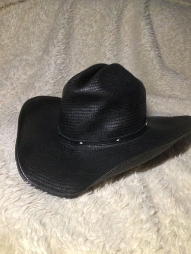 Stetson black straw buckle cowboy hat 