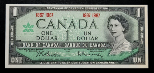 1967 Canada Centennial $1 One Dollar Banknote - Crisp Uncirculated