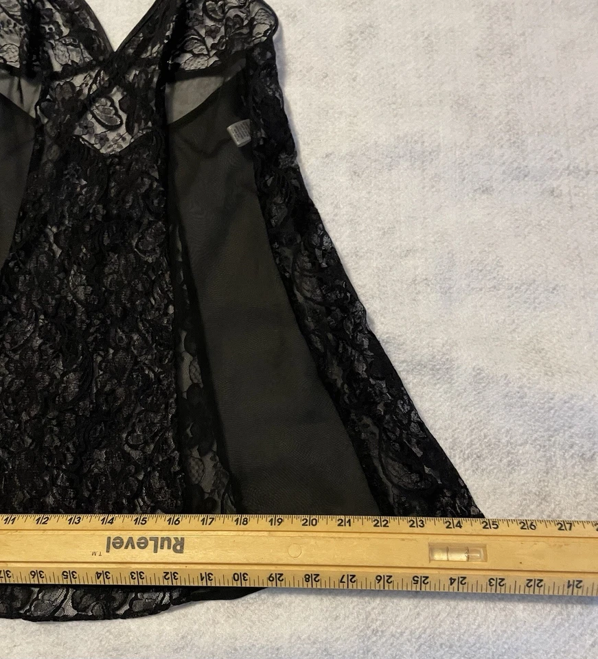 Fredericks Of Hollywood Small Coquette Lace Babydoll Dress 80s Black Goth EE - Image 3 of 4