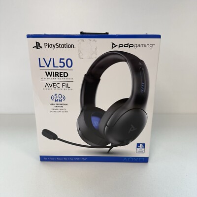Pdp Gaming Is Ps4 Headset Compatible With Ps5 PDP Wired Gaming Headset LVL  50 PS5-PS4 Black Blue Sealed New UK