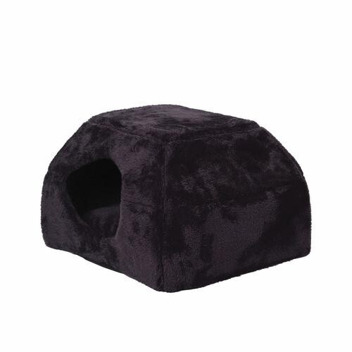 Black Trapezoid Cat Cave Bed Soft Warm Removable Washable Cushion Feline Pet - Picture 2 of 5