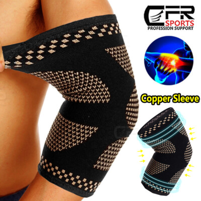 Elbow Support Brace Compression Arm Sleeves Copper Arthritis Joint Pain Relief @