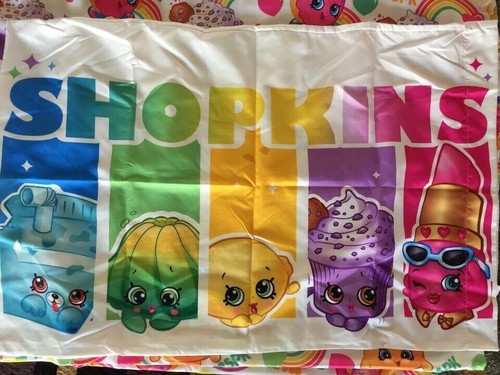 Shopkins flat twin sheet and 1 pillowcase polyester fabric colorful fabric - Picture 3 of 4