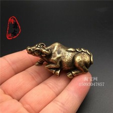 Collectible Japanese Solid Brass Zodiac Coin Ox Lucky Sculpture Small Ornament